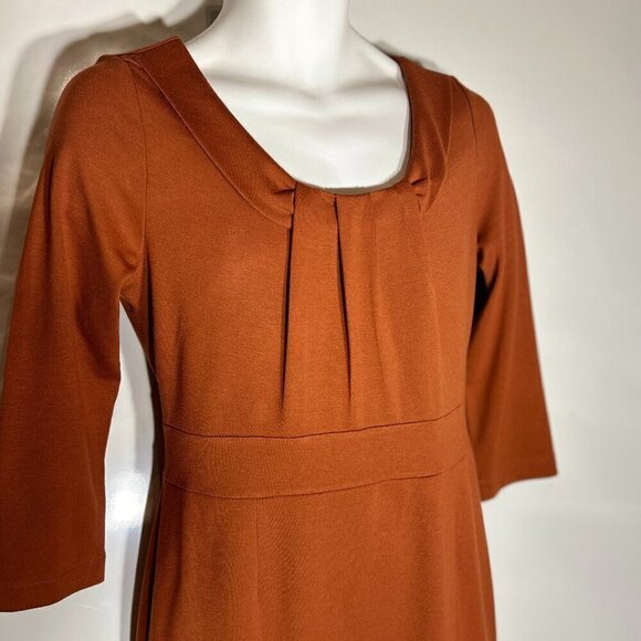 Lands' End  SZ S Rust knit dress career professional comfy flattering minimalist - Picture 3 of 8